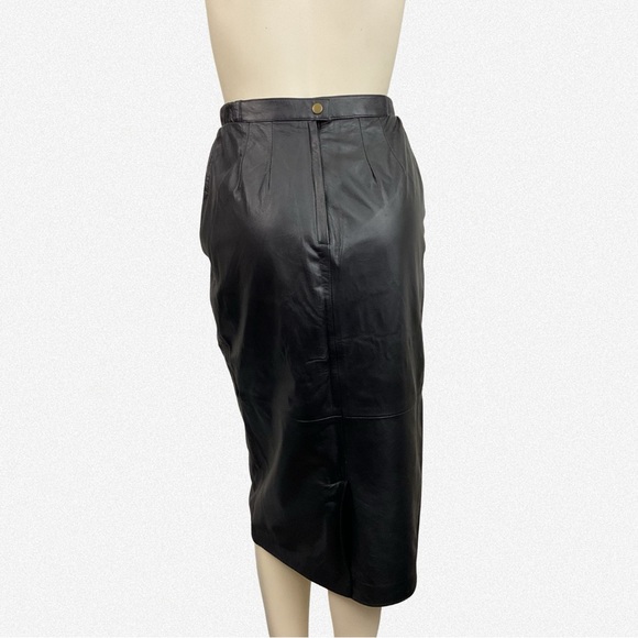 Vintage Avanti Black Leather Pencil Skirt waist size 23”-26” - Picture 5 of 11
